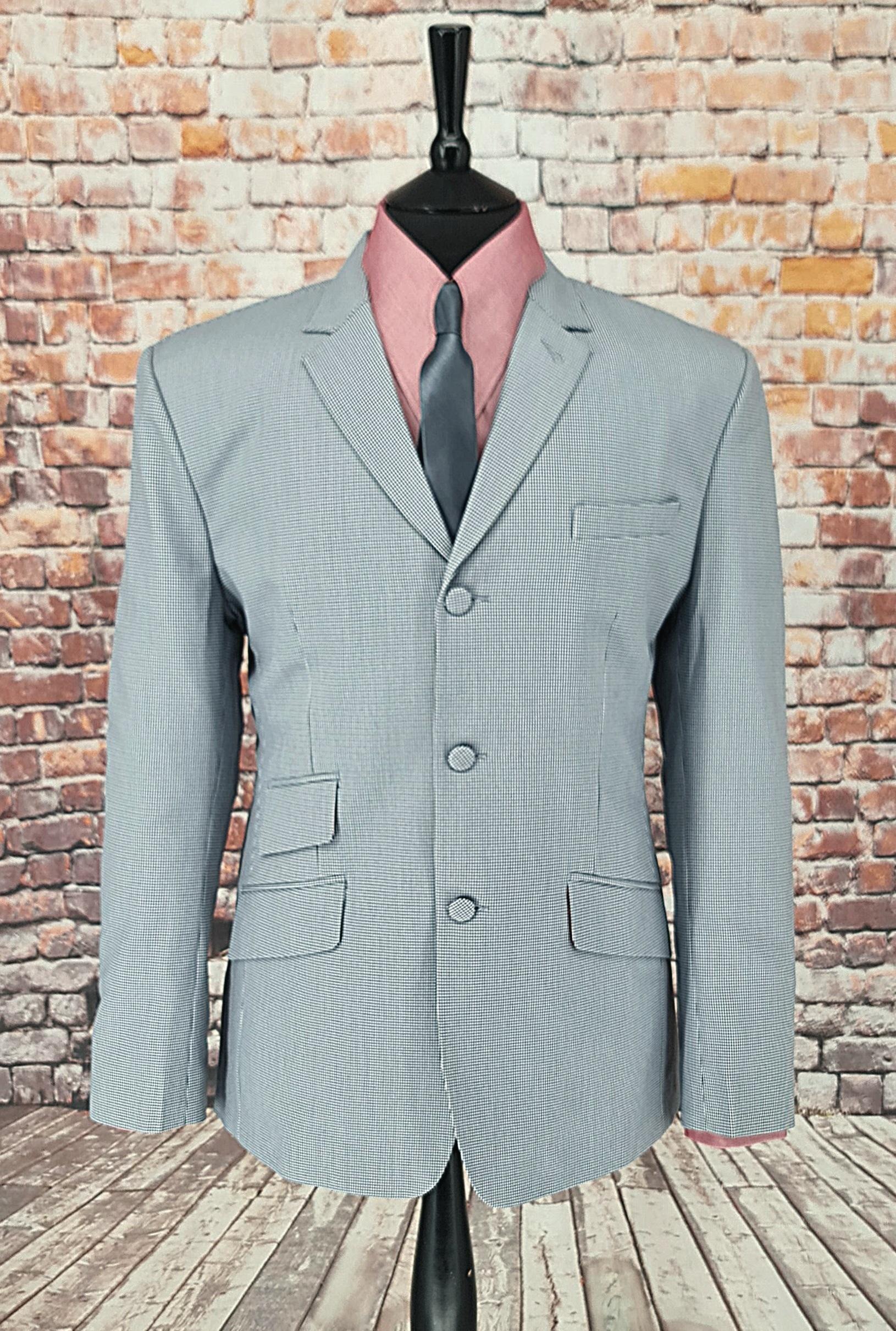 "Rudie"Black & White Dogtooth Check Suit