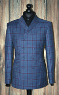 "Durrant" Eight Double Button Blue & Red Check Suit