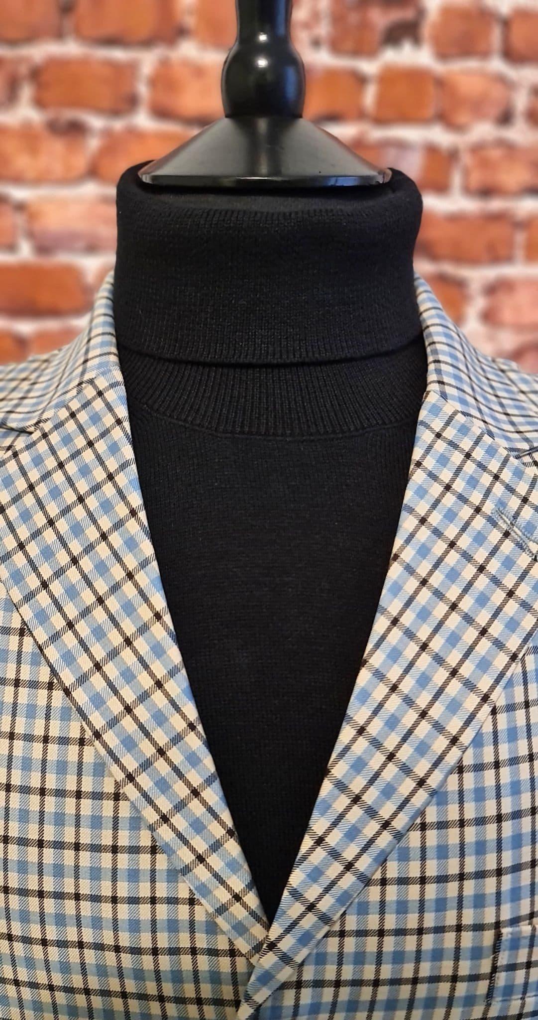 "Edison" Modclothin Light Blue Black  Check Jacket