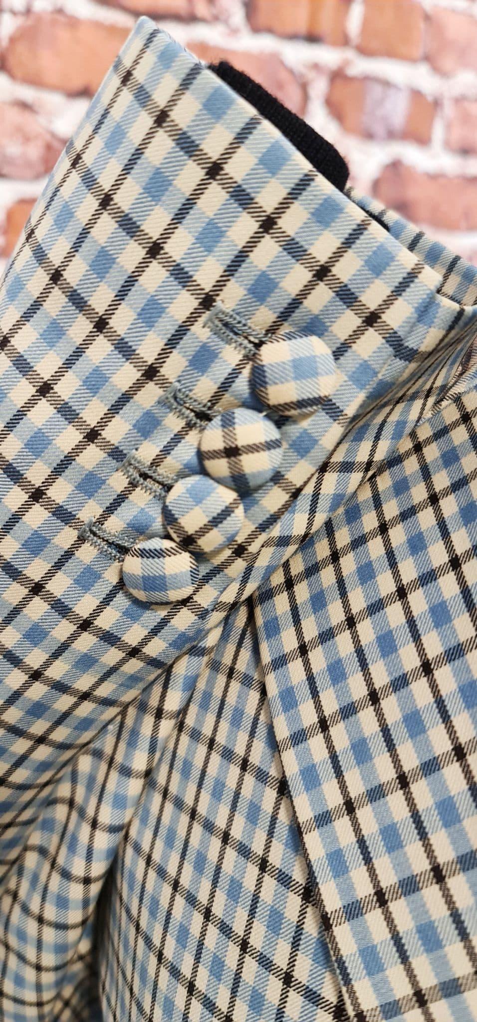 "Edison" Modclothin Light Blue Black  Check Jacket