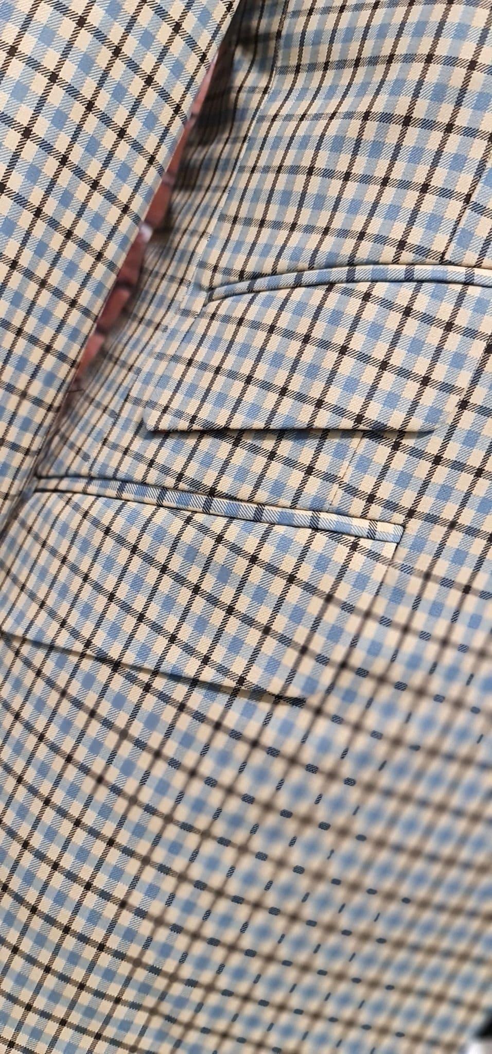"Edison" Modclothin Light Blue Black  Check Jacket
