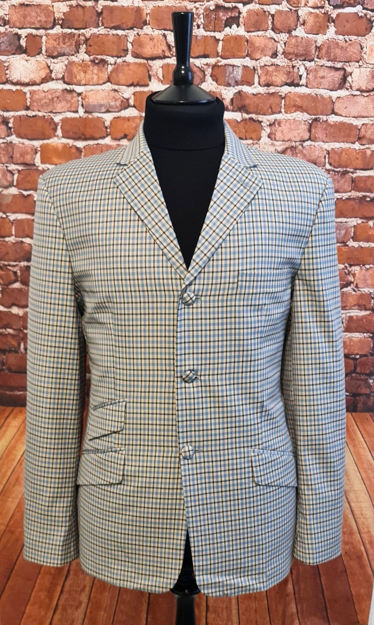 "Edison" Modclothin Light Blue Black  Check Jacket