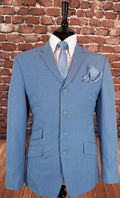 "Eric" Sky Blue & White Puppy Tooth Suit