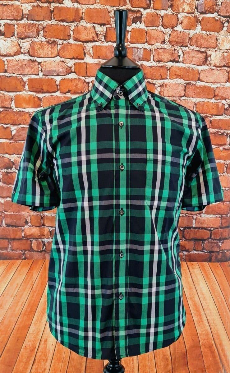 "Everall" Green & Black Check Short Sleeve Shirt