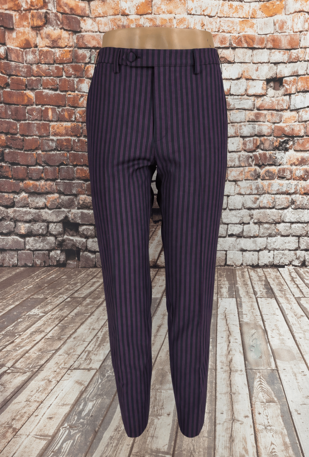 Sonny – Plum & Black Stripe Double‑Breasted Suit