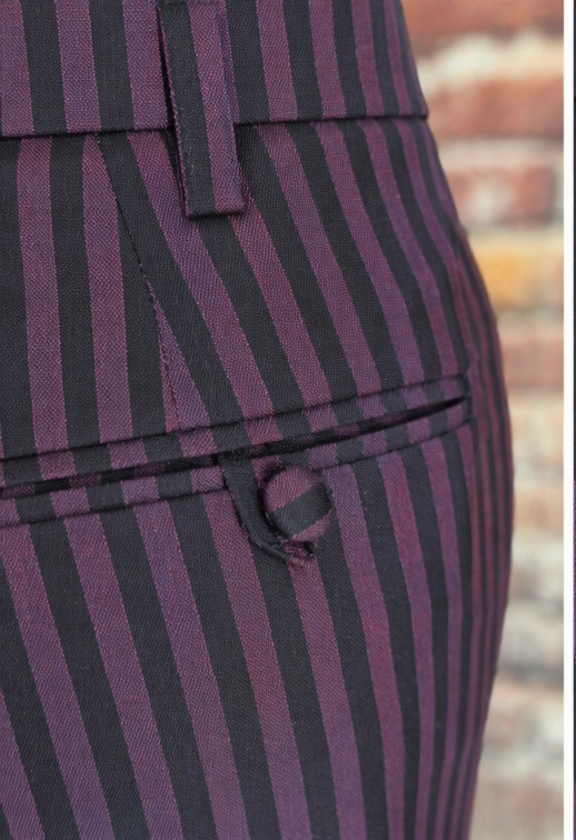 Sonny – Plum & Black Stripe Double‑Breasted Suit