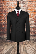 Parton - Deepest Black Double Breasted Suit