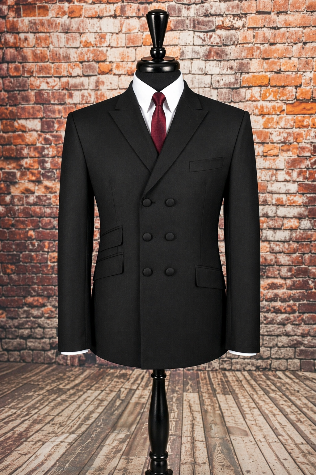 Parton - Deepest Black Double Breasted Suit