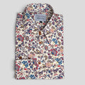 Dorian cream floral Mod shirt with high four-button collar