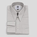 Bailey silver grey spearpoint collar shirt — folded front view showing spearpoint collar and chest pocket