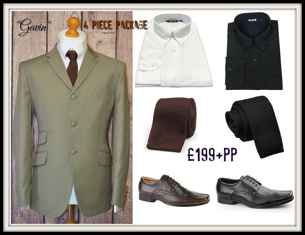 Gavin Taupe 3 Button Suit Package