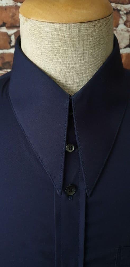 "Gerald" Navy Spearpoint  & Tab Collar Shirt