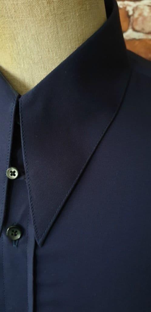 "Gerald" Navy Spearpoint  & Tab Collar Shirt