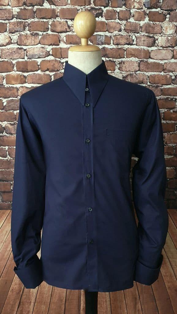 "Gerald" Navy Spearpoint  & Tab Collar Shirt
