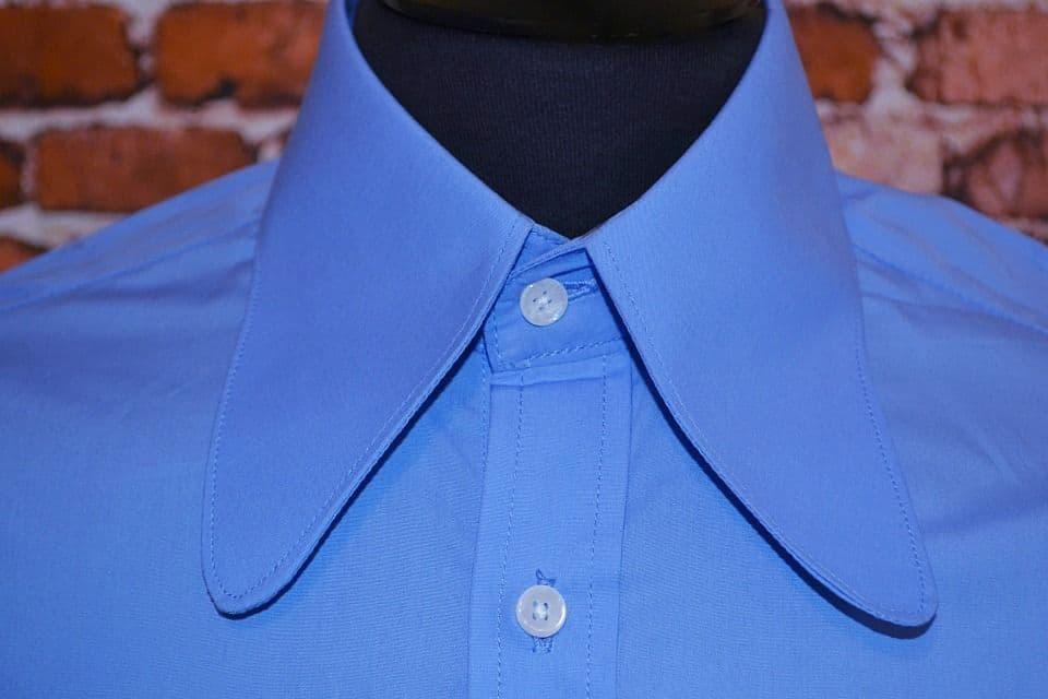 "Glynn" Periwinkle 70s Beagle Collar Shirt