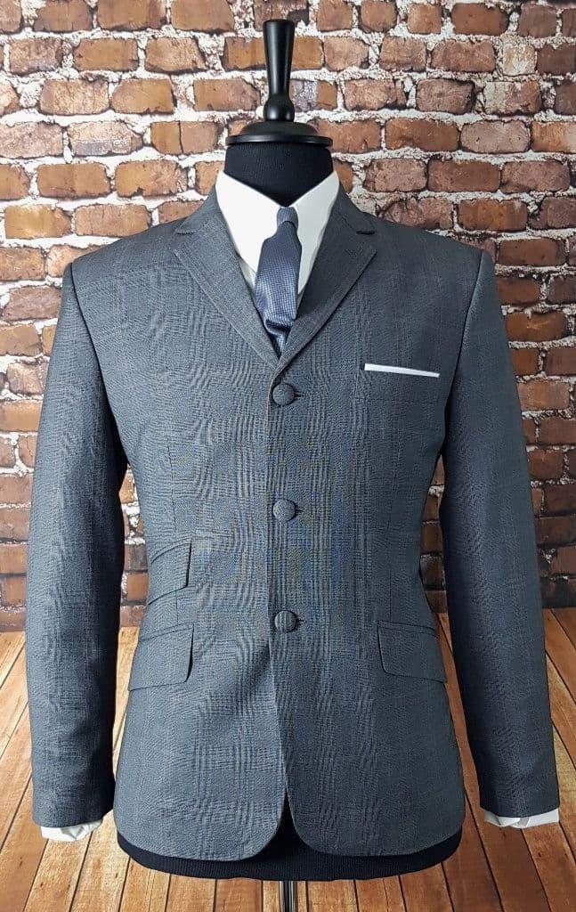 "Gray" Grey & Red Check Three Button Suit