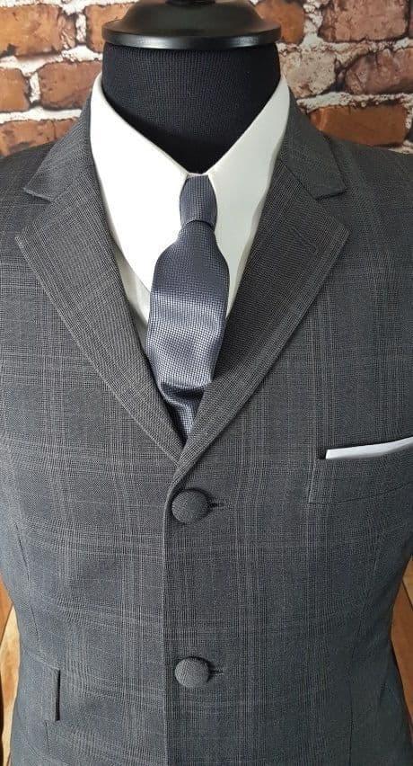 "Gray" Grey & Red Check Three Button Suit