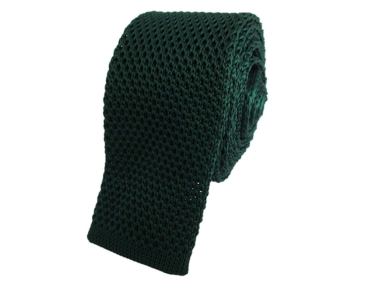 Green Skinny Knitted Tie Narrow Slim Woven