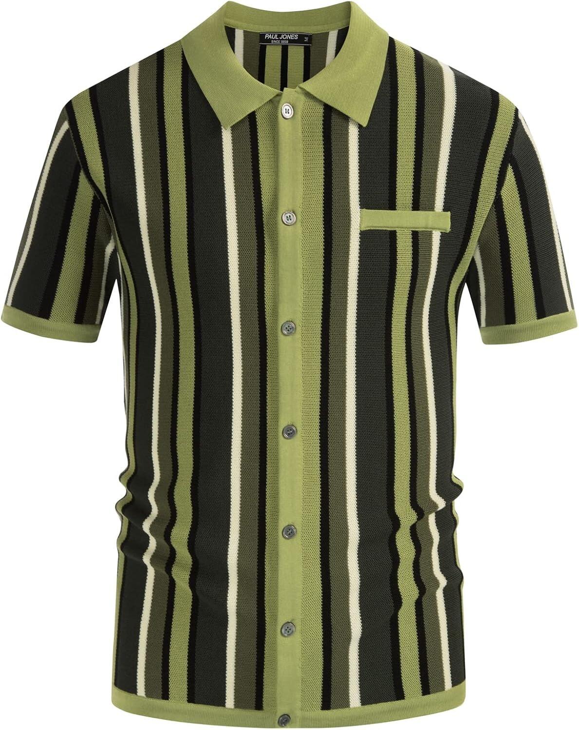 Green Cream Dark Green Button Through Knitwear