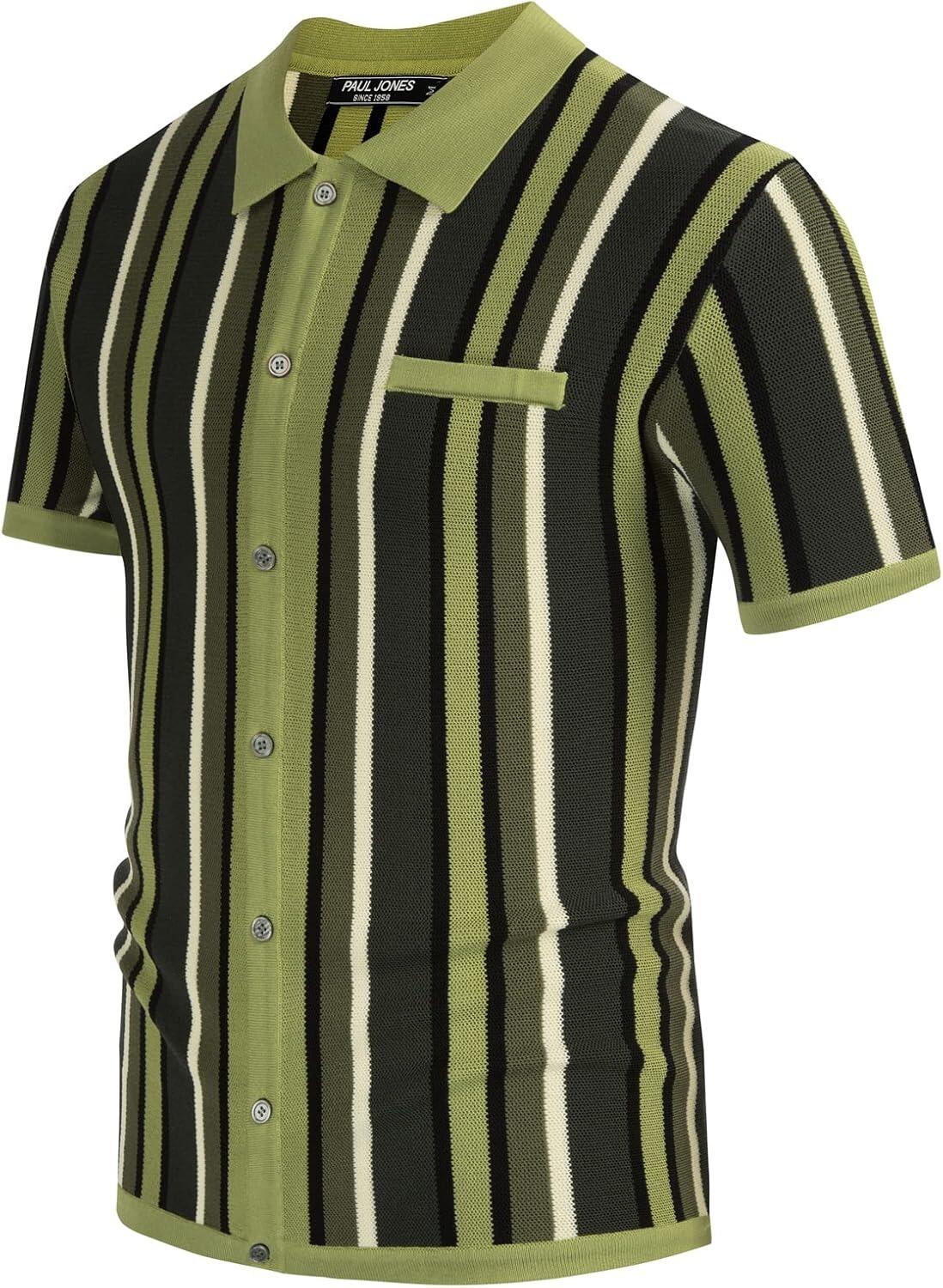 Green Cream Dark Green Button Through Knitwear