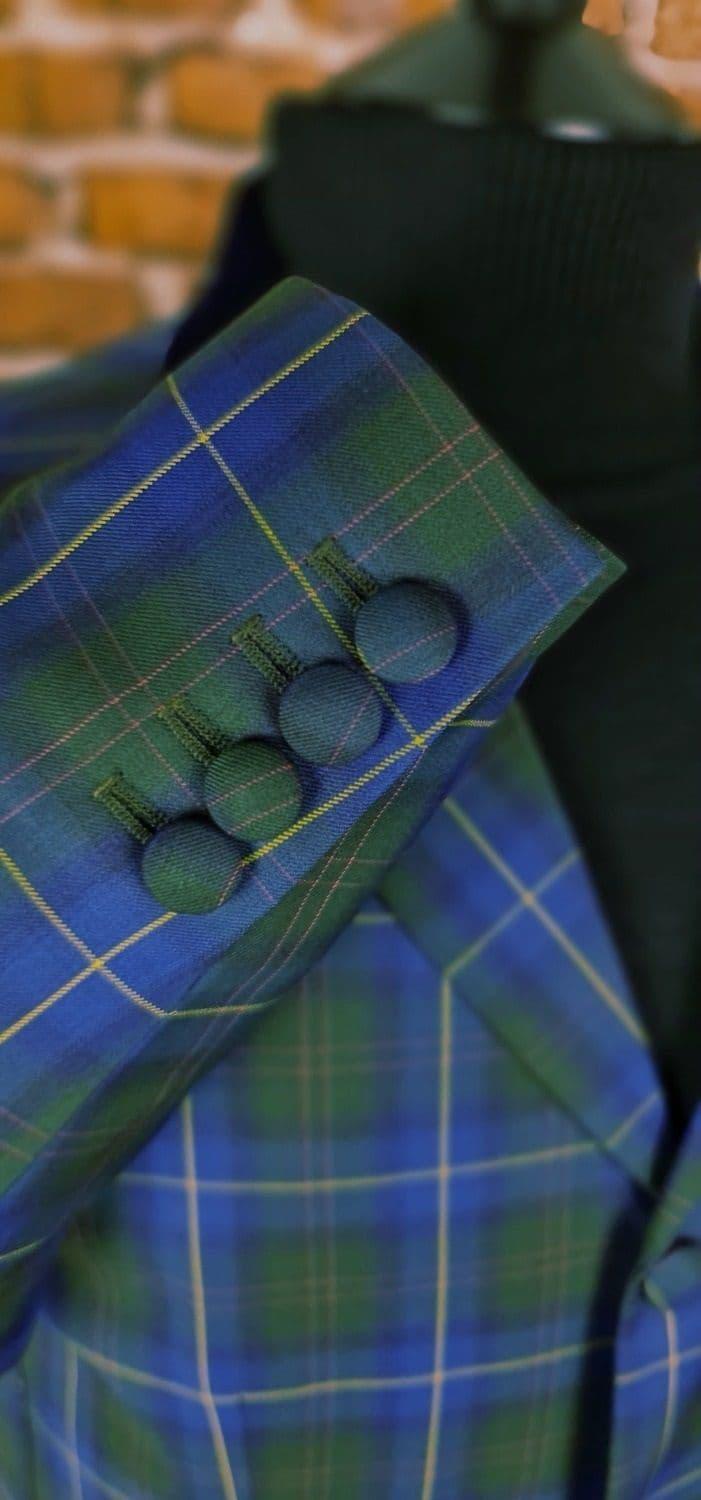 "Hamilton" Blue Green Plaid  Fine Wool Check Jacket