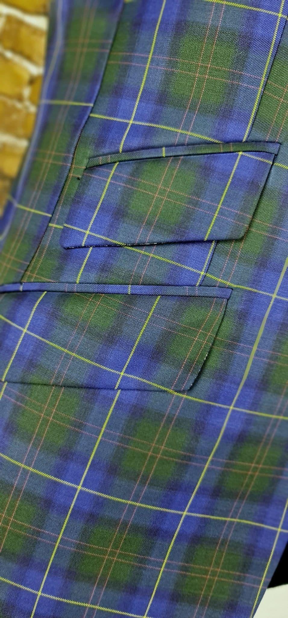"Hamilton" Blue Green Plaid  Fine Wool Check Jacket