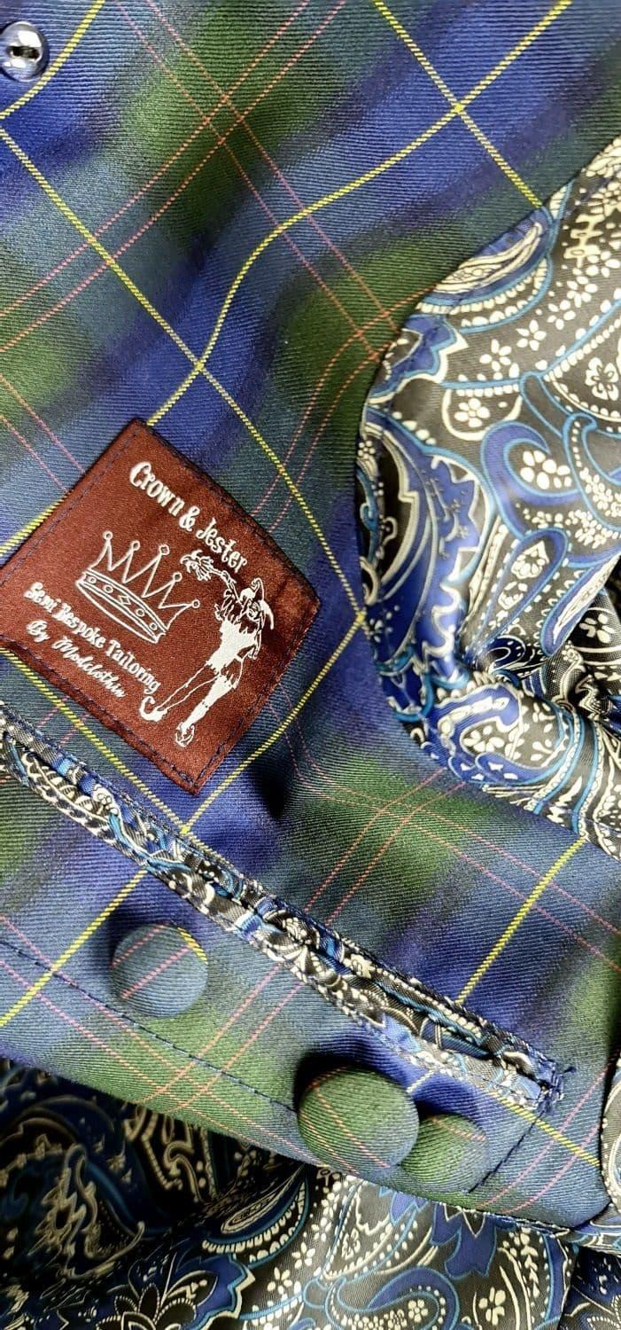 "Hamilton" Blue Green Plaid  Fine Wool Check Jacket