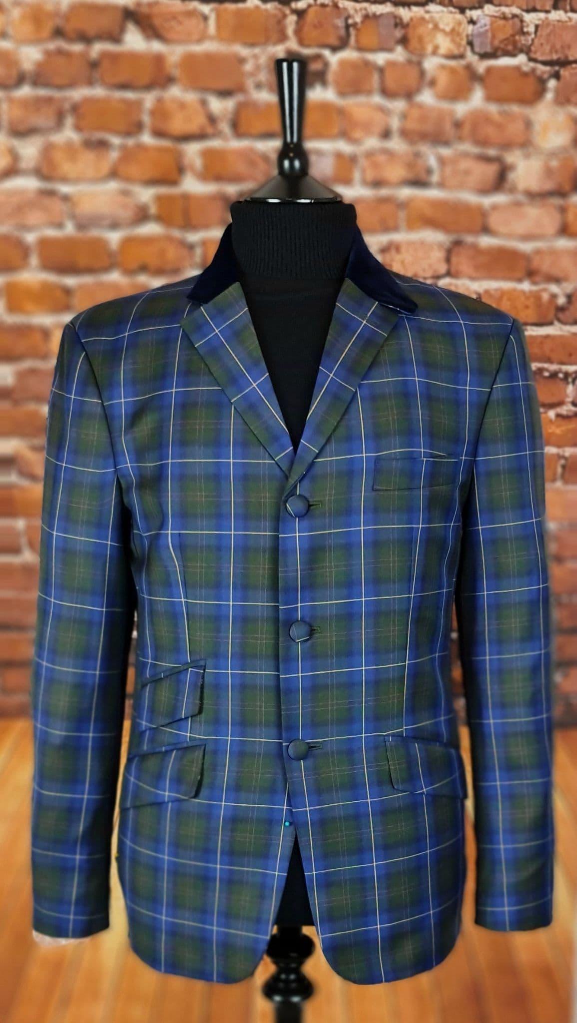 "Hamilton" Blue Green Plaid  Fine Wool Check Jacket