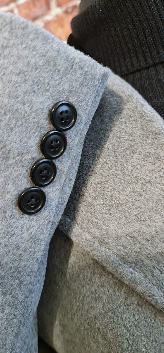"Hedges" Grey & Black Velvet Collar Overcoat