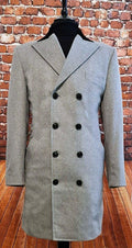 "Hedges" Grey & Black Velvet Collar Overcoat