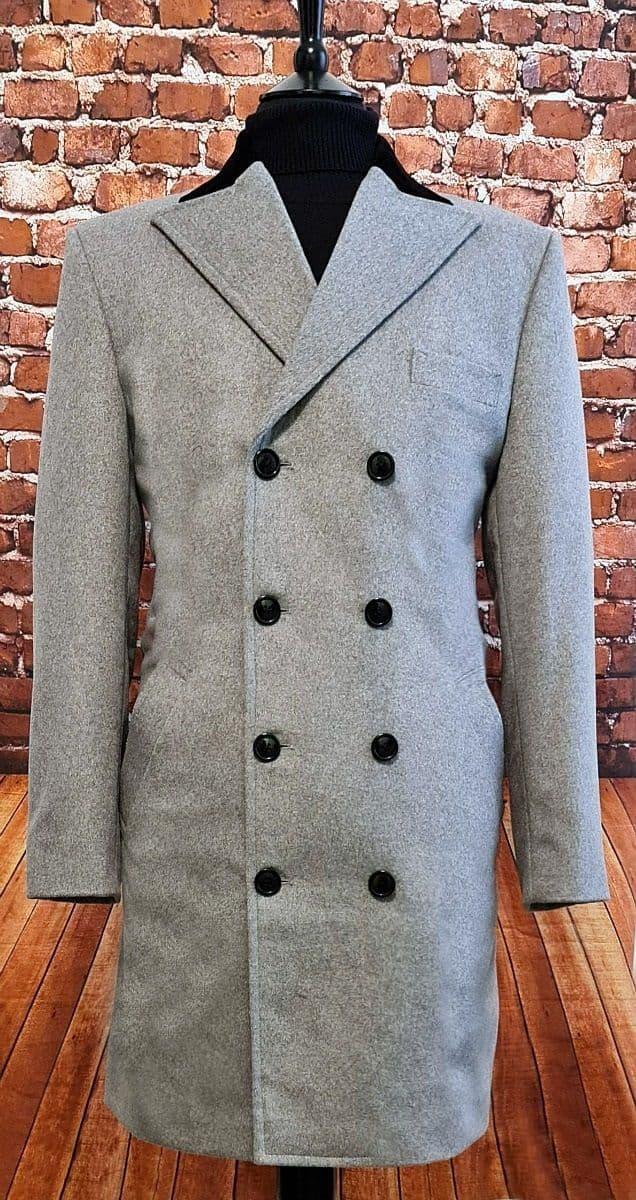 "Hedges" Grey & Black Velvet Collar Overcoat