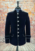 "Wellington" Navy Velvet Military Style Dress Jacket