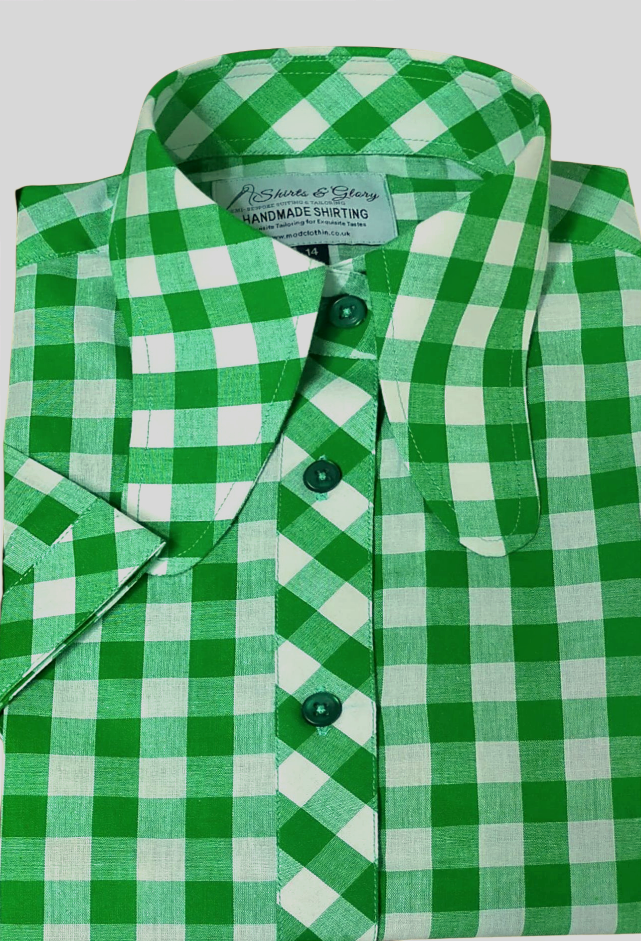 Deacon - Green Gingham Beagle Collared Shirt