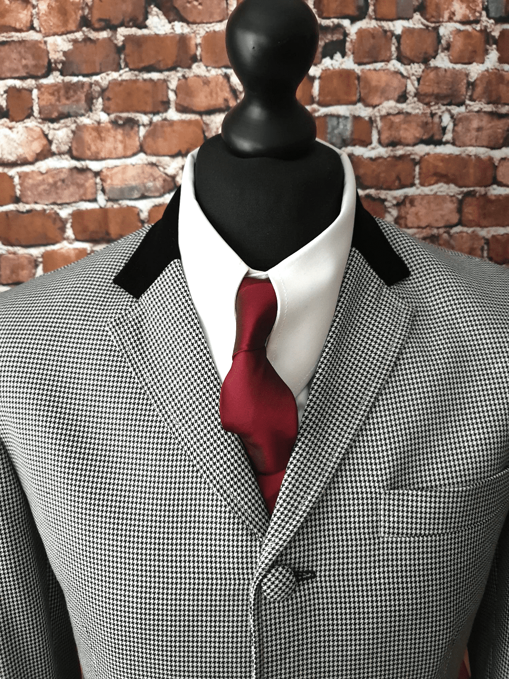 "Jepson" Velvet Collared Dogtooth 3/4 Length Coat