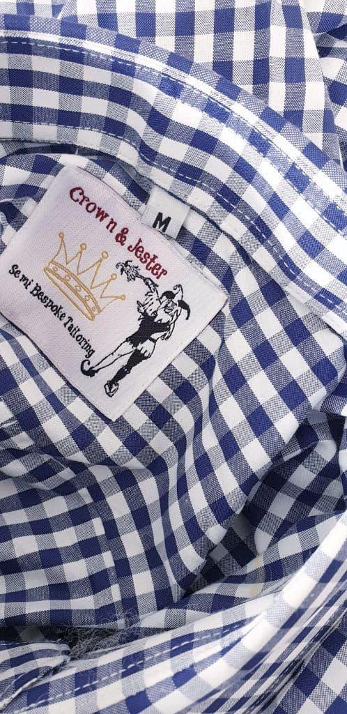 "Jester" Navy Gingham Spear Point Collar Shirt