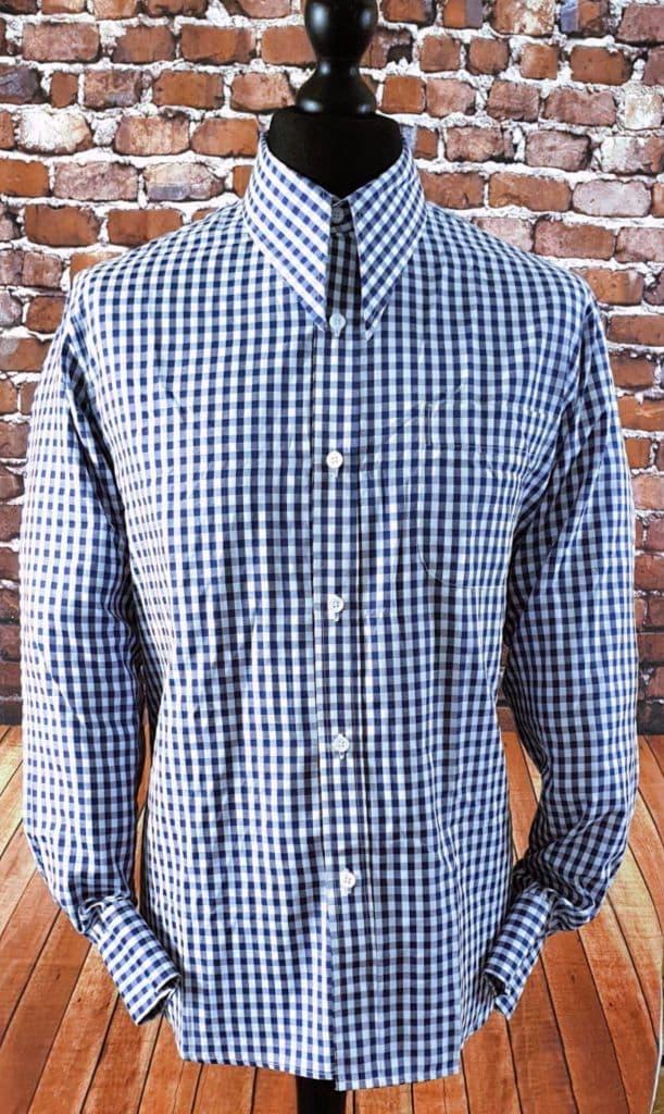 "Jester" Navy Gingham Spear Point Collar Shirt