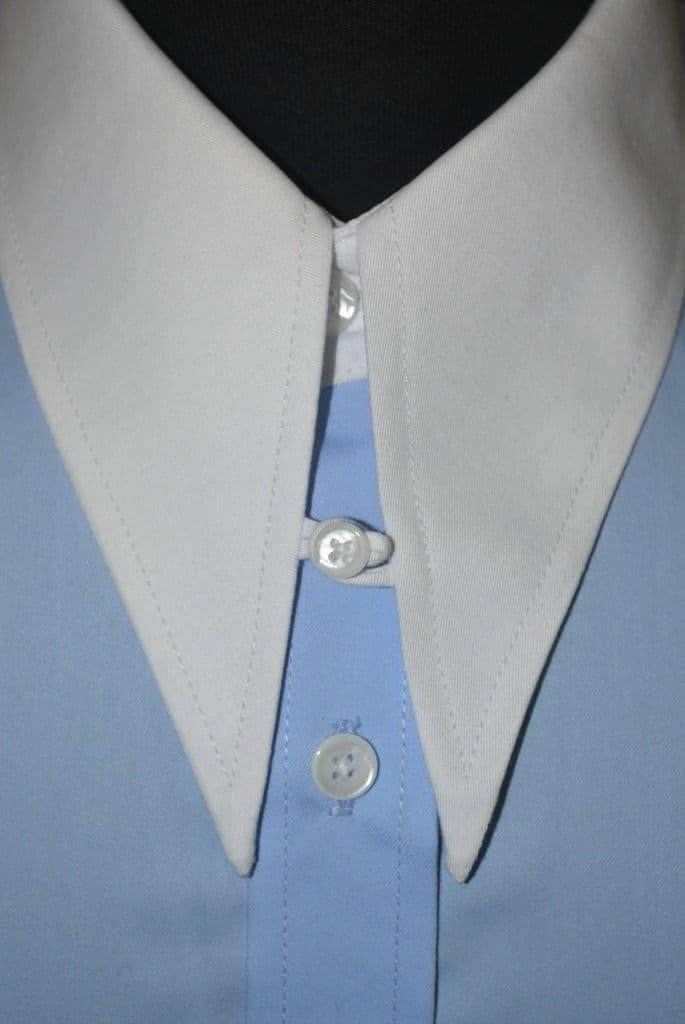 "Joe" Sky Blue  Spear Point White Cuff & Collar Shirt