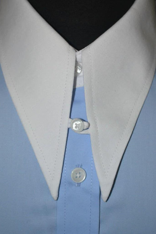 "Joe" Sky Blue  Spear Point White Cuff & Collar Shirt