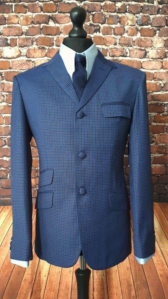 "Johnny"  Puppytooth Blue Navy & Red Check Three Button Suit