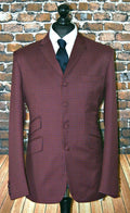"Johnson" Maroon Blue Puppy Tooth Suit
