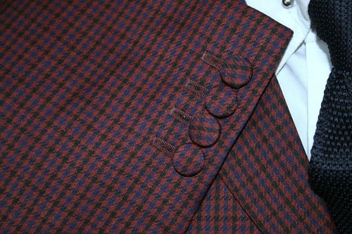 "Johnson" Maroon Blue Puppy Tooth Suit