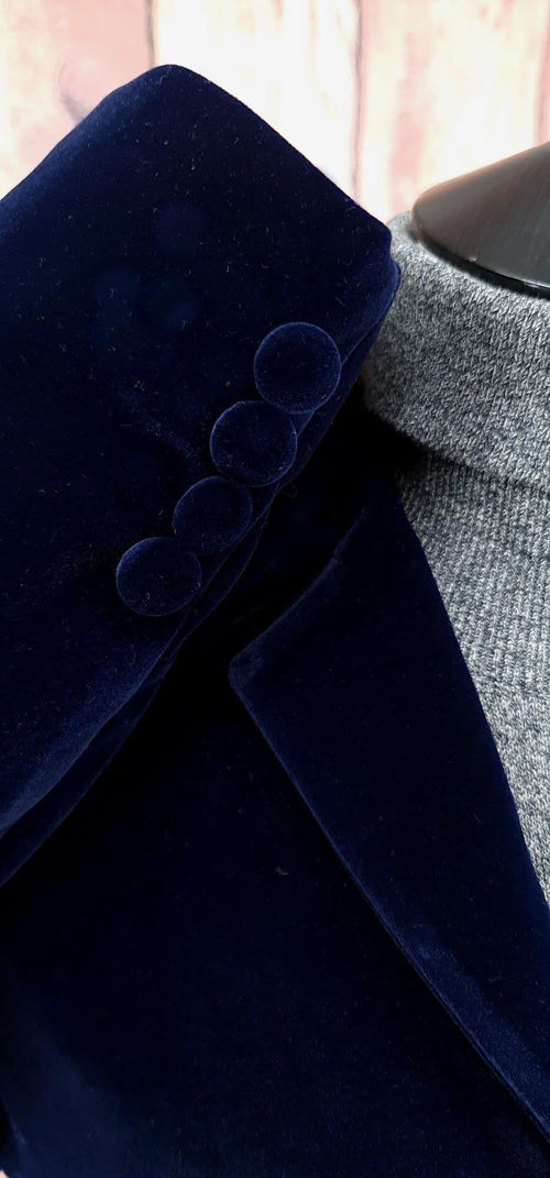 "Karl" Rich Navy Blue Velvet Jacket