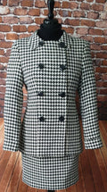 "Katrina" Black & Ivory Dogtooth Double Breasted Suit