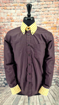 "Kenny Jones" Brown & Yellow  Gingham Shirt