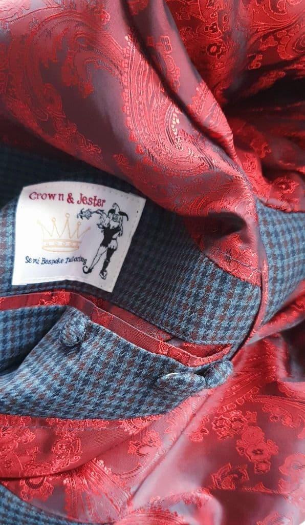 "Kingston" Grey & Dark Rust Puppy Tooth Checked 4 Button Jacket