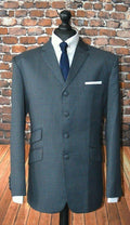 "Kingston" Grey & Dark Rust Puppy Tooth Checked 4 Button Jacket