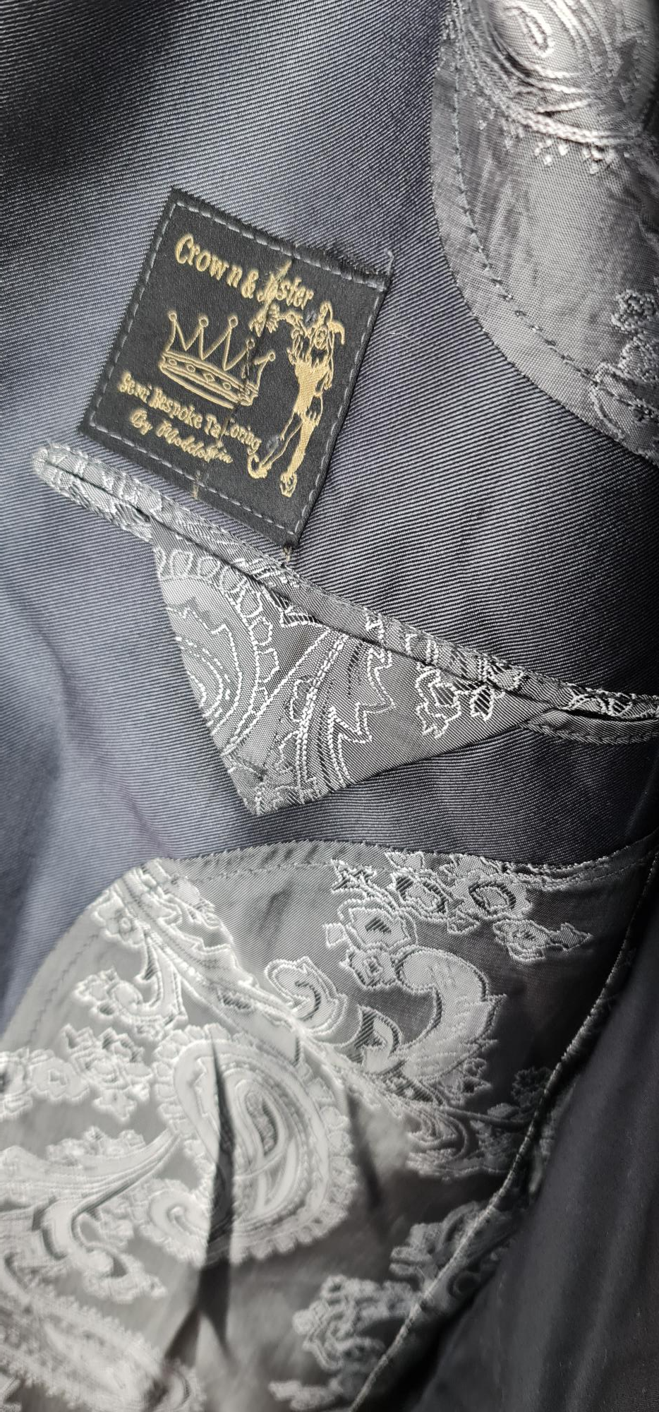 "Lennon" Charcoal Shark skin Tonic Suit With Velvet Collar