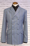"Lewis" Sky Blue Check Double Breasted Jacket