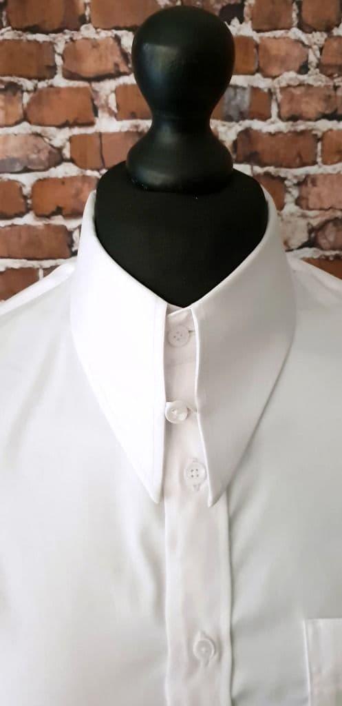 "Linden" White Cotton Spearpoint & Tab Collar Shirt