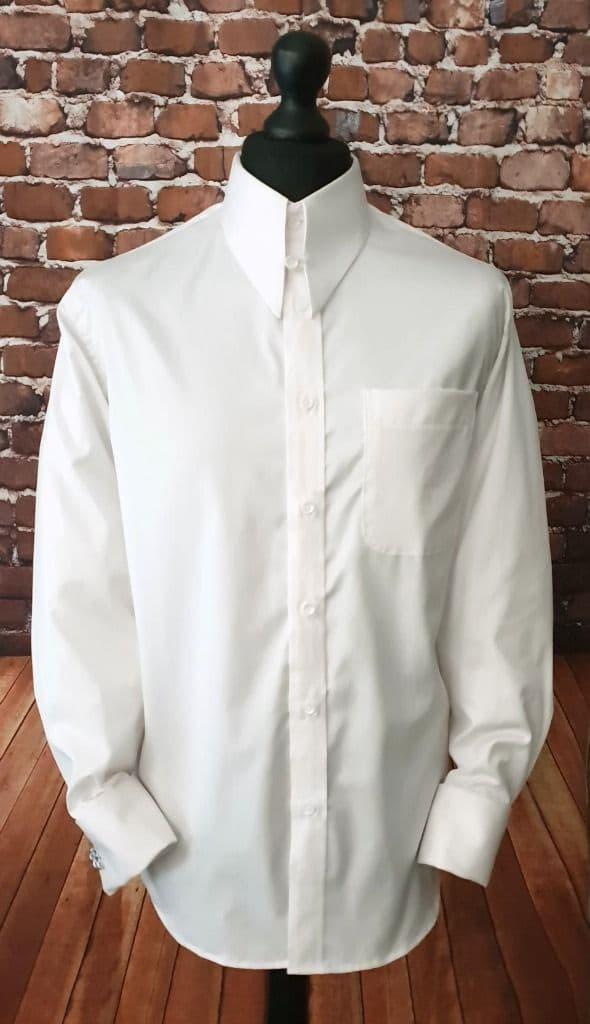 "Linden" White Cotton Spearpoint & Tab Collar Shirt